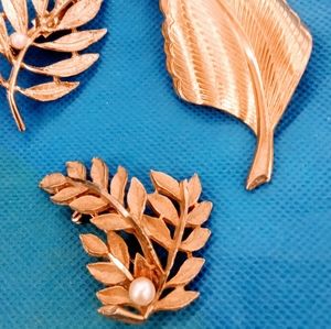 Vintage leaf leaves brooch pin lot bundle